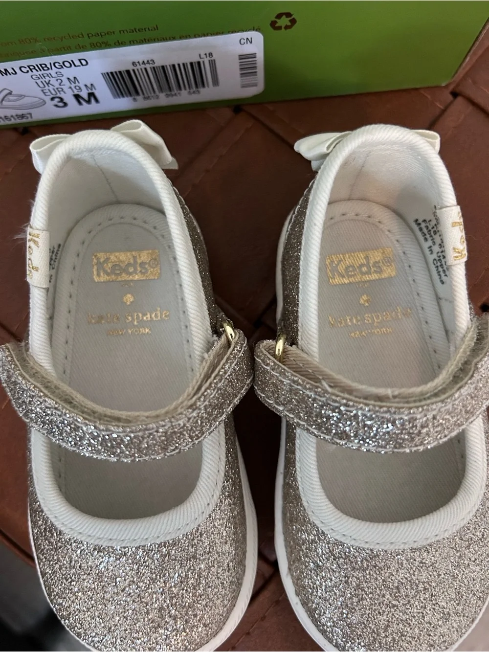 Keds X Kate Spade NewYork Sloan Mary Jane CribSneakers Baby Shoe Size 3 Gold